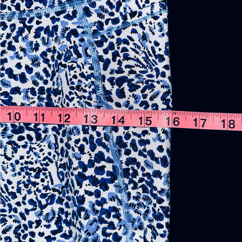 Lilly Pulitzer Abstract Blue and White Leopard Wide-Leg Pants/ Leggings szL - Picture 7 of 12